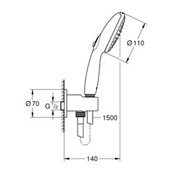Grohe Tempesta 110 Wandhalterset, 2 Strahlarten Rain/Jet, Wandanschlussbogen, Relexafl... GROHE-264062433 4067393015741 (Abb. 1)
