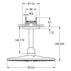 Grohe Rainshower SmartActive 310 Kopfbrauseset, rund, Deckenauslass 142mm, 2 Strahlarte... GROHE-26477MG0 4005176943829 (Abb. 1)
