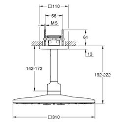 Grohe Rainshower SmartActive 310 Cube Kopfbrauseset, eckig, Deckenauslass 142mm, 2 Stra... GROHE-26481MS0 4005176946257 (Abb. 1)