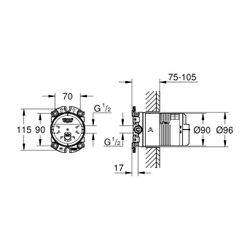Grohe Rainshower Universal-Unterputz-Einbaukörper, DN 15, für Kopfbrauseset 26 475 / 26... GROHE-26484000 4005176425110 (Abb. 1)