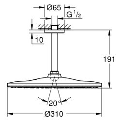 Grohe Rainshower Mono 310 Kopfbrauseset, Deckenauslass 142mm, 1 Strahlart, max. Durchfl... GROHE-26560MG0 4005176943867 (Abb. 1)