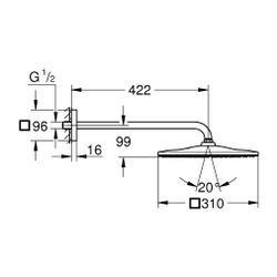 Grohe Rainshower Mono 310 Cube Kopfbrauseset, Brausearm 422mm, Warm Sunset, 1 Strahlart... GROHE-26564DA0 4005176557767 (Abb. 1)