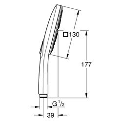 Grohe Rainshower SmartActive 130 Cube Handbrause, 8,5l/min, Mattschwarz, 265822430... GROHE-265822430 4067393082330 (Abb. 1)