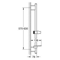 Grohe Rainshower SmartActive Brausestange, 600mm, Ablage, Cool Sunrise gebürstet, 26602... GROHE-26602GN0 4005176558689 (Abb. 1)