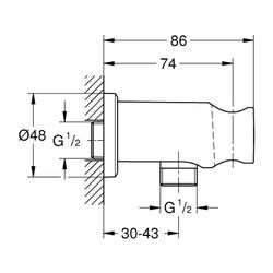 Grohe Rainshower Wandabgangsbogen mit Halter, runde Rosette, AG 1/2", Ganzmetallgehäuse... GROHE-26658A00 4005176950001 (Abb. 1)