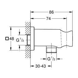 Grohe Rainshower Wandanschlussbogen eckige Rosette, Supersteel, Außengewinde 1/2", mit ... GROHE-26659DC0 4005176950100 (Abb. 1)