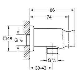 Grohe Rainshower Wandabgangsbogen mit Halter, eckige Rosette, AG 1/2", Ganzmetallgehäus... GROHE-26659KF0 4067393057314 (Abb. 1)