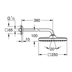 Grohe Tempesta 250 Cube Kopfbrauseset, Mattschwarz, Brausearm 380mm, 1 Strahlart, 9,5l... GROHE-266872430 4067393015772 (Abb. 1)
