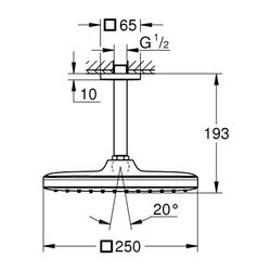 Grohe Tempesta 250 Cube Kopfbrauseset, Mattschwarz, Deckenauslass 142mm, 1 Strahlart, ... GROHE-266882430 4067393015789 (Abb. 1)