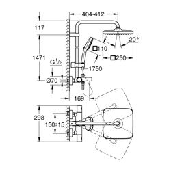 Grohe Tempesta Duschsystem 250 Cube Wannen-Thermostat Kopfbrause 250 Cube Mattschwarz... GROHE-266912431 4067393016021 (Abb. 1)