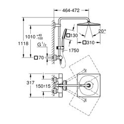 Grohe Rainshower SmartActive 310 Duschsystem, Hard Graphite, 450mm Duscharm, Kopfbrause... GROHE-26837A00 4005176743542 (Abb. 1)