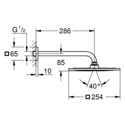Grohe Rainshower Aqua 10" Kopfbrauseset, 1 Strahlart, mit Brausearm 286mm, max. Durchfl... GROHE-26860KF0 4067393057284 (Abb. 1)