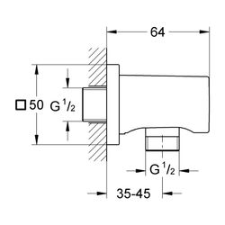 Grohe Rainshower Wandanschlussbogen Außengewinde, Hard Graphite gebürstet, eckige Roset... GROHE-27076AL0 4005176950193 (Abb. 1)