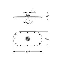 Grohe Rainshower Veris 300 Kopfbrause, 300x150mm, G 1/2", Metall, Moon White/Chrom, 274... GROHE-27470LS0 4005176997235 (Abb. 1)