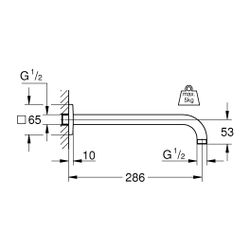 Grohe Rainshower Brausearm modern eckige Rosette Ausladung 275mm, Chrom, 27488000... GROHE-27488000 4005176885525 (Abb. 1)