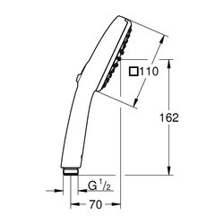 Grohe Tempesta Cube 110 Handbrause, 2 Strahlarten Rain/Jet, maximaler Durchfluss bei 3b... GROHE-27571003 4005176680908 (Abb. 1)