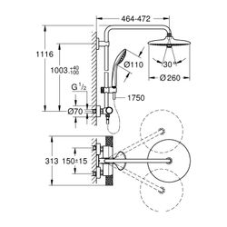 Grohe Euphoria System 260 Duschsystem, Phantom Black, Aufputz-Thermostat 450mm Duscharm... GROHE-27615KF2 4067393030218 (Abb. 1)