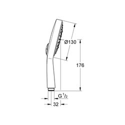 Grohe Power and Soul Cosmopolitan 130 Handbrause, 4plus Strahlarten, 9,5l/min Durchflusskonstanthalt... GROHE-27663LS0  (Abb. 1)