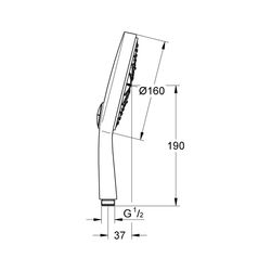 Grohe Power and Soul Cosmopolitan 160 Handbrause, 4plus Strahlarten, 9,5l/min Durchflusskonstanthalt... GROHE-27668000  (Abb. 1)