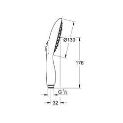 Grohe Power and Soul 130 Handbrause, 4plus Strahlarten, 9,5l/min Durchflusskonstanthalter, Chrom/Bra... GROHE-27672TN0  (Abb. 1)