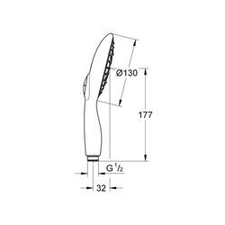 Grohe Power and Soul 130 Handbrause, 4plus Strahlarten, 9,5l/min Durchflusskonstanthalt... GROHE-27673LS0 4005176409844 (Abb. 1)