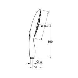 Grohe Power and Soul 160 Handbrause, 4plus Strahlarten, 9,5l/min Durchflusskonstanthalter, Chrom, 27... GROHE-27675000  (Abb. 1)