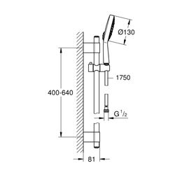 Grohe Power and Soul Cosmopolitan 130 Brausestangenset, 600mm, 4plus Strahlarten, Chrom, 27732000... GROHE-27732000  (Abb. 1)