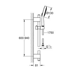 Grohe Power and Soul Cosmopolitan 130 Brausegarnitur, 900mm, Durchfluss 9,5l/min, Chrom, 27734000... GROHE-27734000  (Abb. 1)