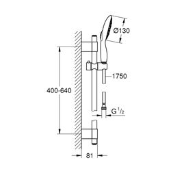 Grohe Power and Soul 130 Brausestangenset, 4plus Strahlarten, Brausestange 600mm, 9,5l/min Durchflus... GROHE-27736000  (Abb. 1)