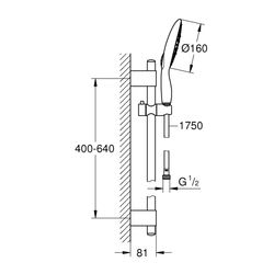 Grohe Power and Soul 160 Brausestangenset, 600mm 4plus Strahlarten, Chrom, 27748000... GROHE-27748000 4005176912948 (Abb. 1)