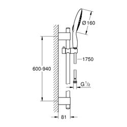 Grohe Power and Soul 160 Brausestangenset, 4plus Strahlarten, Brausestange 900mm, 9,5l/min Durchflus... GROHE-27750000  (Abb. 1)