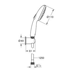 Grohe Tempesta 110 Wandhalterset, Chrom, 2 Strahlarten Rain/Jet, 3bar, 5,6l/min, Brause... GROHE-2779930E 4005176680427 (Abb. 1)