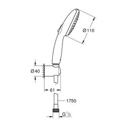 Grohe Tempesta 110 Wandhalterset, Chrom, 3 Strahlarten Rain/Jet/Massage, 3bar, 13,5l/mi... GROHE-27849003 4005176680311 (Abb. 1)