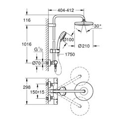 Grohe Tempesta Cosmopolitan System 210 Duschsystem mit Thermostatbatterie Wandmontage c... GROHE-27922001 4005176985348 (Abb. 1)