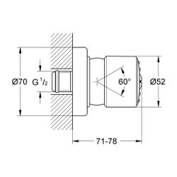 Grohe Relexa 50 Seitenbrause, Normalstrahl, SpeedClean, G 1/2", 78x58x70mm, Chrom, 2819... GROHE-28198000 4005176038686 (Abb. 1)