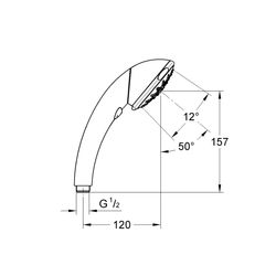 Grohe Handbrause Movario 100 Five, 5 Strahlarten, 9,5l/min, Kunststoff, Chrom, 28393000... GROHE-28393000 4005176264344 (Abb. 1)