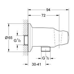 Grohe Movario Wandanschlussbogen, G 1/2", mit Brausehalter, eigensicher, Chrom, 2840600... GROHE-28406000 4005176264566 (Abb. 1)