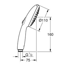 Grohe Tempesta 110 Handbrause, 3 Strahlarten Rain/Jet/Massage, maximaler Durchfluss bei... GROHE-28419003 4005176681042 (Abb. 1)