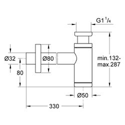 Grohe Geruchsverschluss für Waschtische 1 1/4", Messing, große Schubrosette, Mattschwa... GROHE-289122430 4067393081760 (Abb. 1)