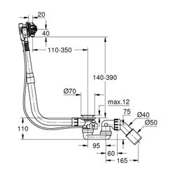 Grohe Talentofill Wannenfüll-, Ab- und Überlaufgarnitur für Körperformbadewannen, 28991... GROHE-28991000 4005176174032 (Abb. 1)