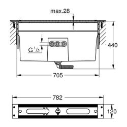 Grohe Wannenrandkombination Unterbau für Fliesenbankmontage, mit Dichtmanschette nach D... GROHE-29037002 4005176519918 (Abb. 1)