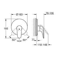 Grohe Einhand-Brausebatterie Eurostyle 29098_3, Fertigmontageset, Messing, Moon White/C... GROHE-29098LS3 4005176365232 (Abb. 1)