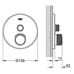 Grohe Grohtherm SmartControl Thermostat, rund, Fertigmontageset für Rapido SmartBox, 1 ... GROHE-29118MS0 4005176946400 (Abb. 1)