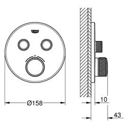 Grohe Grohtherm SmartControl Thermostat, rund, Fertigmontageset für Rapido SmartBox, 2... GROHE-291192430 4067393082408 (Abb. 1)
