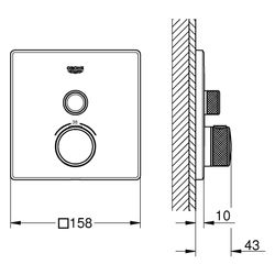 Grohe Grohtherm SmartControl Unterputz-Thermostat, eckig, Fertigmontageset für Rapido S... GROHE-29123MG0 4005176944307 (Abb. 1)