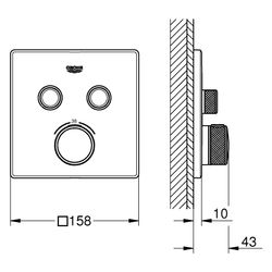 Grohe Grohtherm SmartControl Unterputz-Thermostat, eckig, FMS für Rapido SmartBox, 2 Ab... GROHE-29124MG0 4005176944314 (Abb. 1)