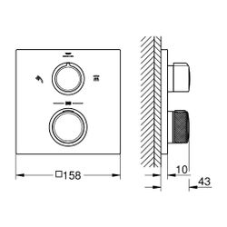 Grohe Allure Thermostat-Brausebatterie, Hard Graphite gebürstet, integrierte 2-Wege-Ums... GROHE-29181AL2 4005176559075 (Abb. 1)