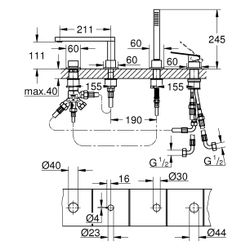 Grohe Plus 4-Loch-Einhand-Wannenkombination, Brauseset Euphoria Cube, Chrom, 29307004... GROHE-29307004 4067393080268 (Abb. 1)