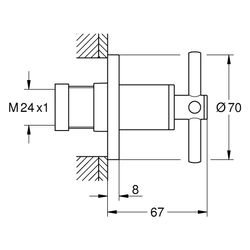 Grohe Atrio Unterputzventil-Oberbau 29396 mit Kreuzgriffen für Unterputzventile 35028 o... GROHE-29396MS0 4005176945847 (Abb. 1)