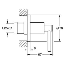 Grohe Atrio Unterputzventil-Oberbau 29396 mit Hebelgriffen für Unterputzventile 35028 o... GROHE-29397KF0 4067393055907 (Abb. 1)